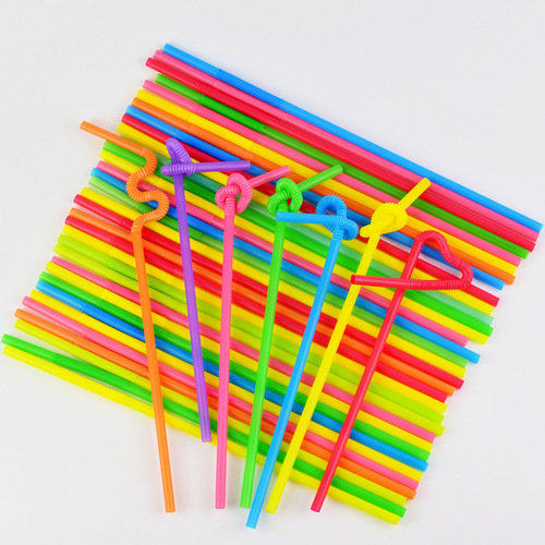 Wholesale disposable artistic straws, colorful curved juice straws, plastic straws, 100 pieces per pack