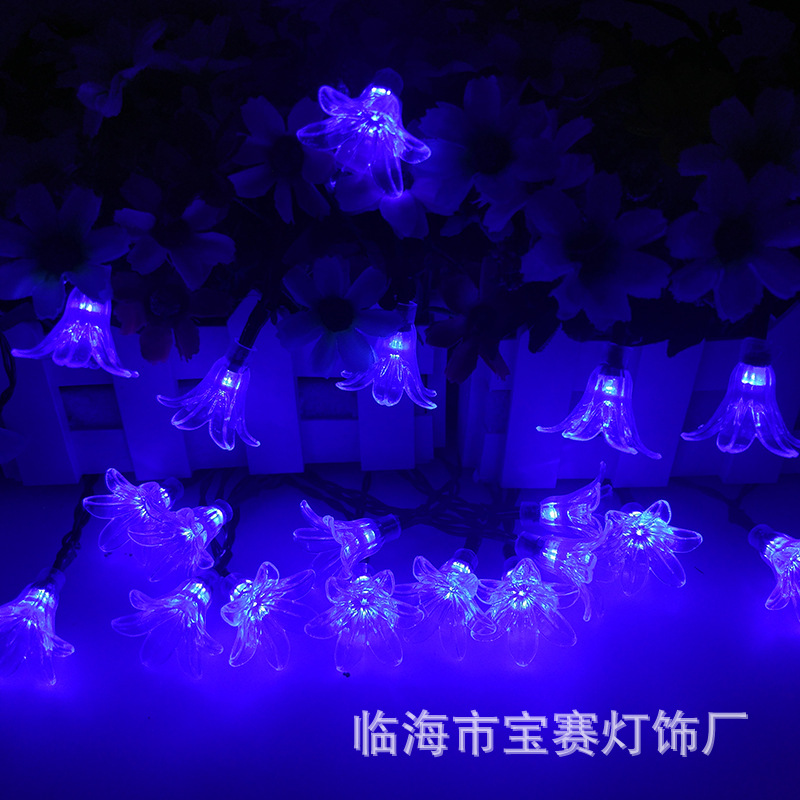 En stock suministro de luz solar cadena Lily 30LED luces de colores Festival de Navidad patio luces decorativas al aire libre a prueba de agua