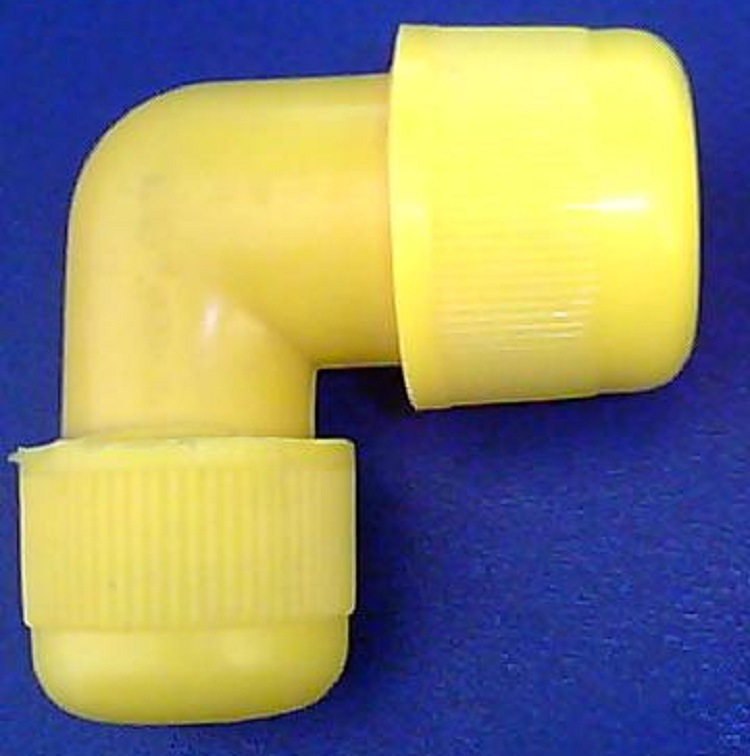 φ20x16mm-塑料弯通-沼气配件-接头-塑料管件-管路连接-黄色