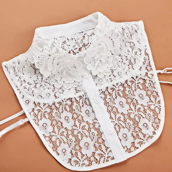 Women's Fake Shirt Collar, Fake Collar, Fashionable Lace Cut Out Fake Collar, White Shirt Decoration, Versatile Collar