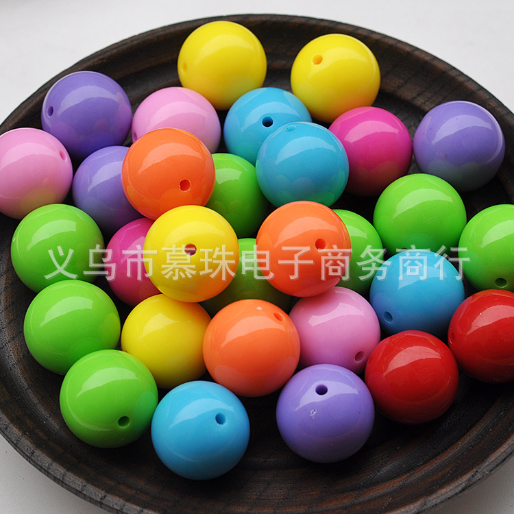 6-20mm solid color acrylic round beads candy beads DIY handmade beaded material plastic straight hole loose beads wholesale