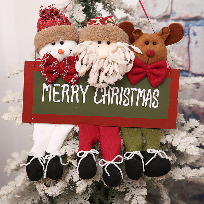 Handcrafted Wooden Christmas Ornaments – Santa, Snowman & Reindeer Trio Hanging Decor For Doors, Windows & Festive Displays_voghion.com
