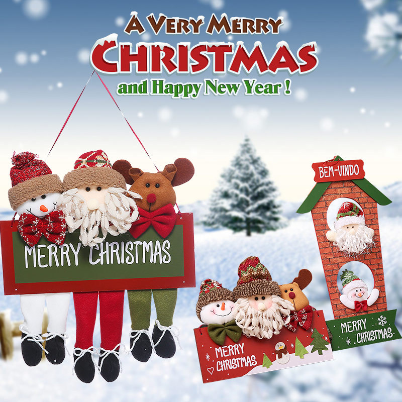 Handcrafted Wooden Christmas Ornaments – Santa, Snowman & Reindeer Trio Hanging Decor For Doors, Windows & Festive Displays_voghion.com