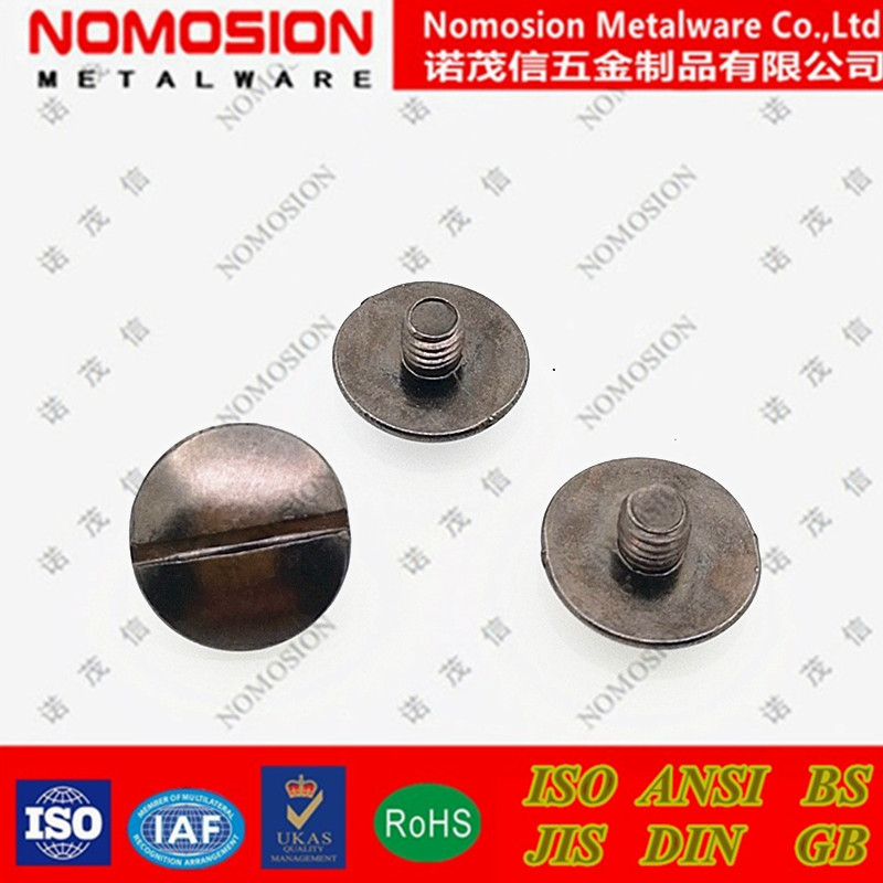 厂家直销黑镍一字槽大扁头皮带扣箱包M4*4碳钢机丝牙螺丝