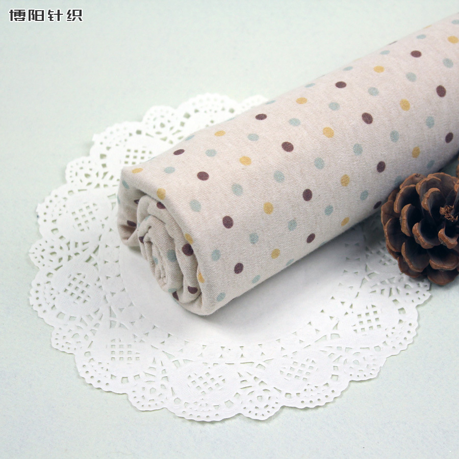 棉印花波点印花面料棉毛印花面料波点布料卡通 儿童棉布料