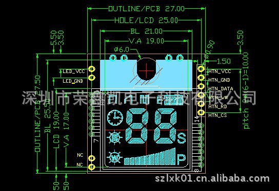 荣鑫凯制造 HMB14P04A-V01 蓝底白字液晶模块