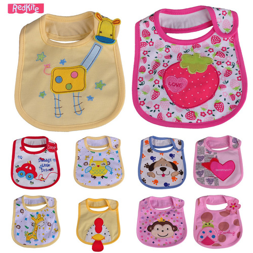 European and American infant 100% cotton cartoon bib baby three-layer waterproof bib square towel baby and infant supplies spit cloth