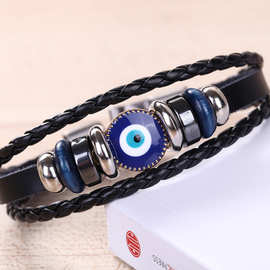 欧美复古风多层合金串珠对扣手链 眼睛手镯现货批发