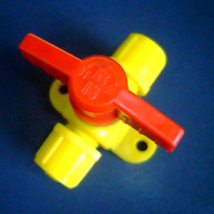 φ6mm-塑料开关-球阀-沼气配件-管路阀门-农业环保-聚乙烯-黄-红