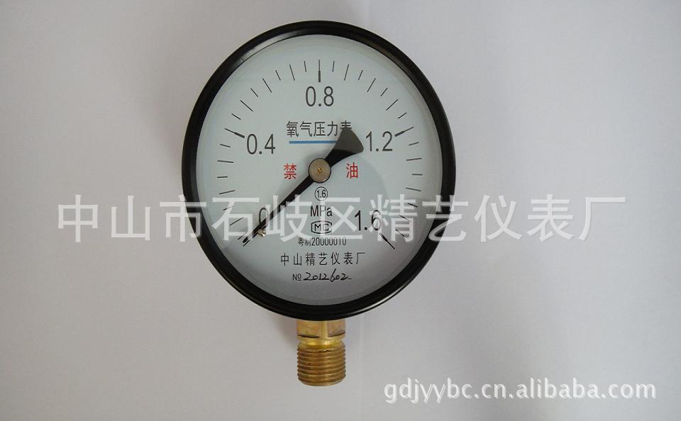 供应氧气压力表不锈钢压力表禁油压力表径向压力表YO-100厂家直销