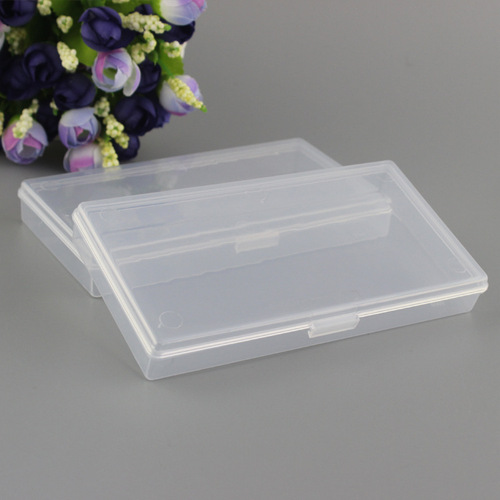 Transparent rectangular covered PP plastic box hardware gadget parts storage box refill sample box flat wholesale