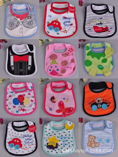 European and American infant 100% cotton cartoon bib baby three-layer waterproof bib square towel baby and infant supplies spit cloth