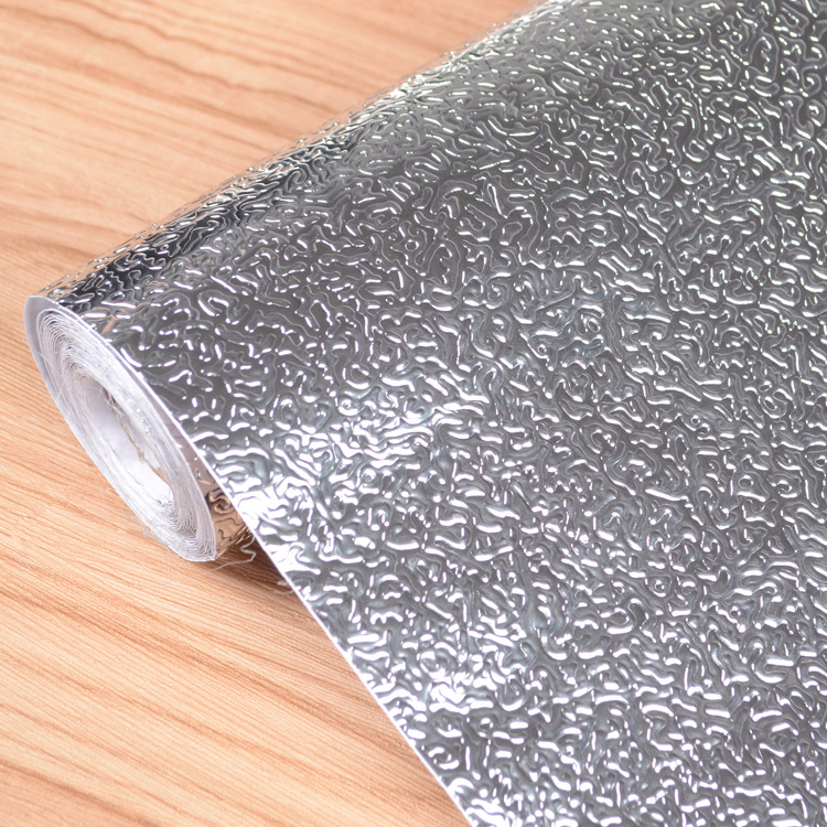 Aixin papel de aluminio plata naranja cáscara patrón a prueba de humedad estera del Gabinete papel pintado de alta temperatura resistente cocina azulejo creativo pegatinas a prueba de aceite image 3
