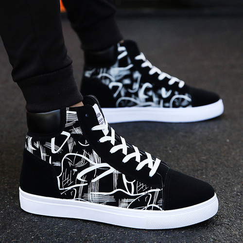 Spring High-Top Shoes Korean Style Men's Shoes Student Canvas Shoes Men's Casual Shoes Trendy Winter Youth Skate Shoes