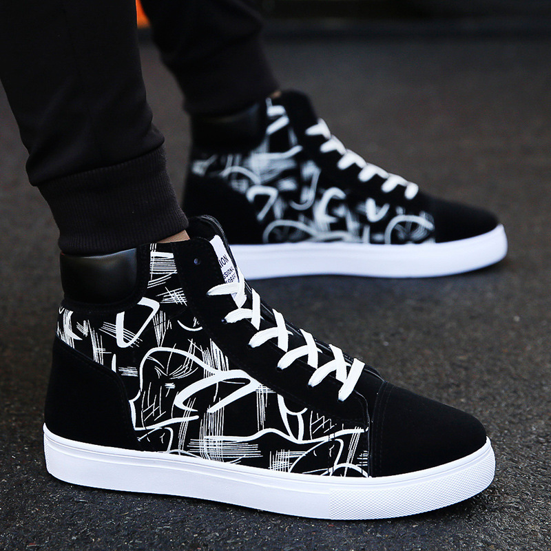 Spring high-top shoes Korean men's shoes student canvas shoes men's casual shoes trend winter youth board shoes wholesale Spring high-top shoes Korean men's shoes student canvas shoes men's casual shoes trend winter youth board shoes wholesale