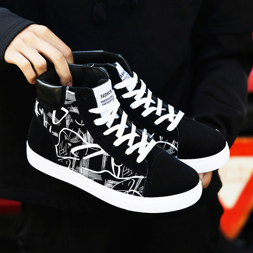 Spring High-Top Shoes Korean Style Men's Shoes Student Canvas Shoes Men's Casual Shoes Trendy Winter Youth Skate Shoes