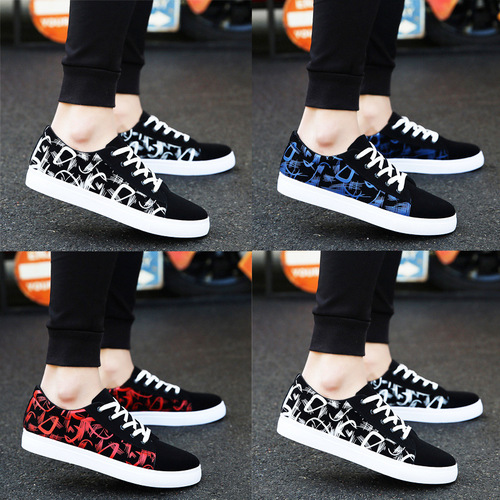 Men's Spring and Summer Shoes, Casual Shoes, Korean Style Board Shoes, Fashion Black and White, Living Sports Outdoor Running