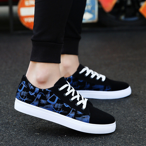 Men's Spring and Summer Shoes, Casual Shoes, Korean Style Board Shoes, Fashion Black and White, Living Sports Outdoor Running