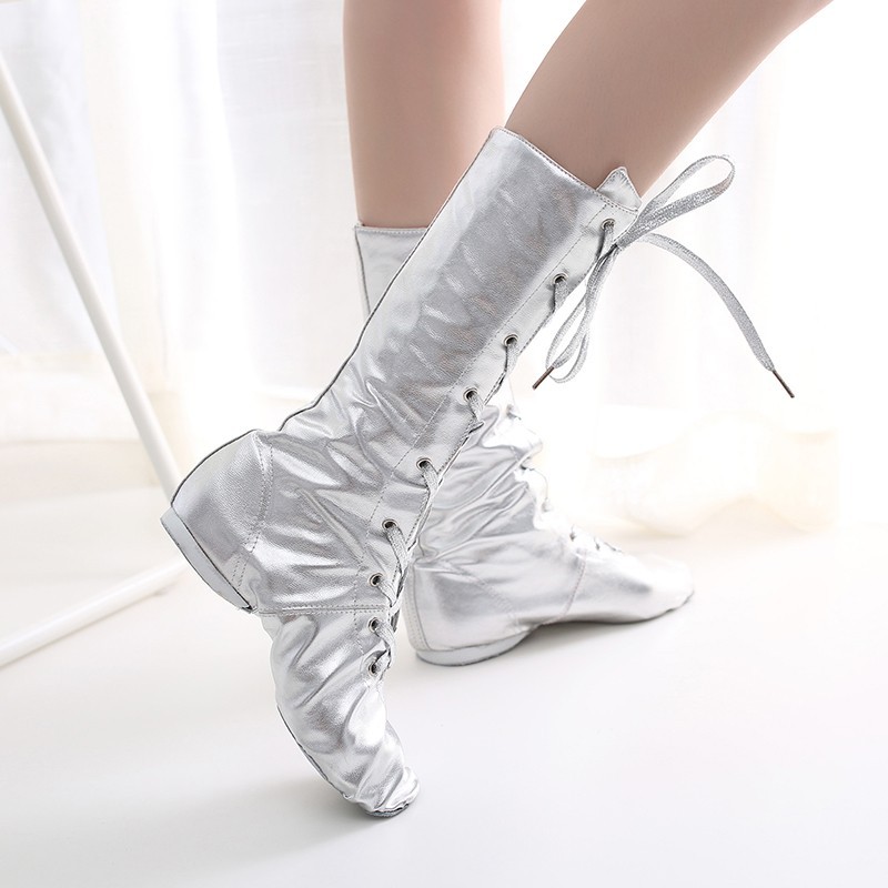 Botas de Jazz de lona alargadas para adultos zapatos de baile de fondo suave zapatos de práctica nuevos zapatos de baile moderno para mujer zapatos de ballet