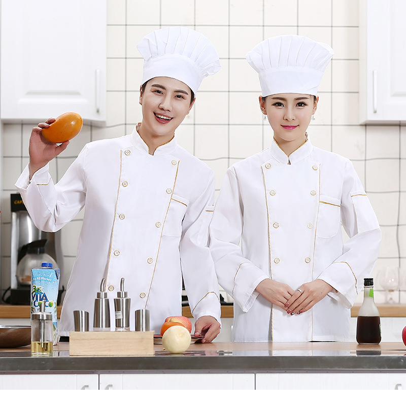 En stock al por mayor suministro de fábrica chef ropa manga larga Otoño e Invierno chef ropa de trabajo manga corta hotel restaurante cocina cantina