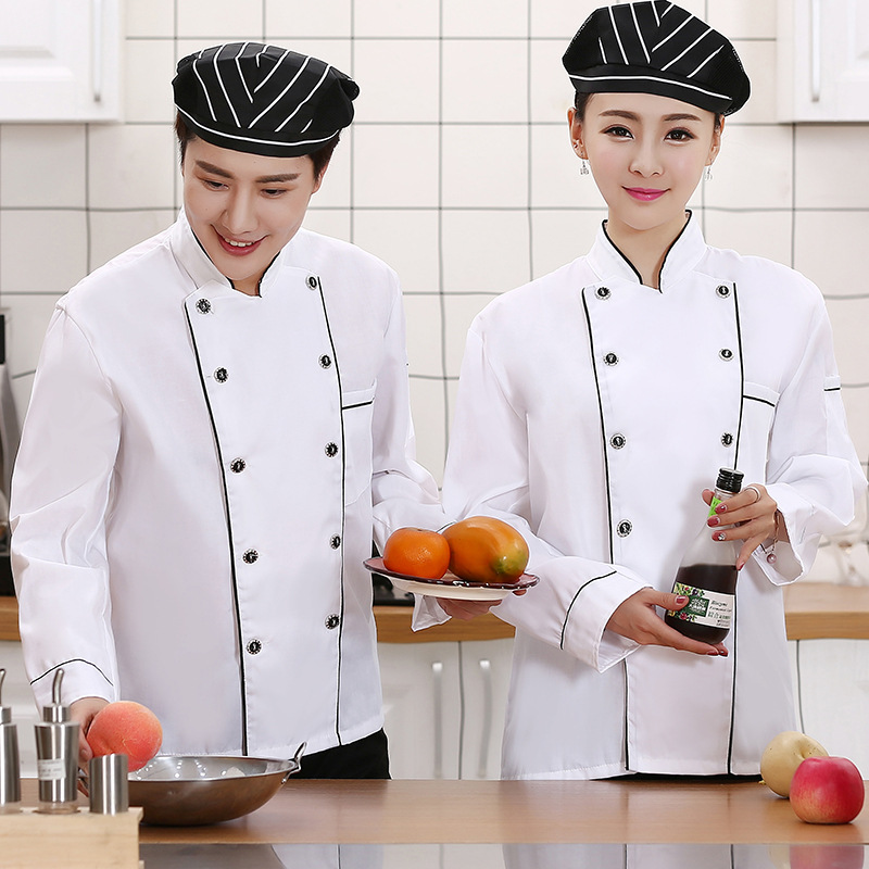 En stock al por mayor suministro de fábrica chef ropa manga larga Otoño e Invierno chef ropa de trabajo manga corta hotel restaurante cocina cantina