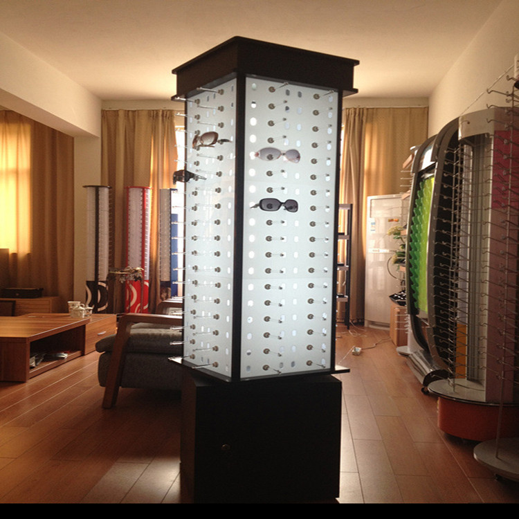 新款个性亚克力 铝合金带灯眼镜展示架 眼镜陈列架 可移动旋转