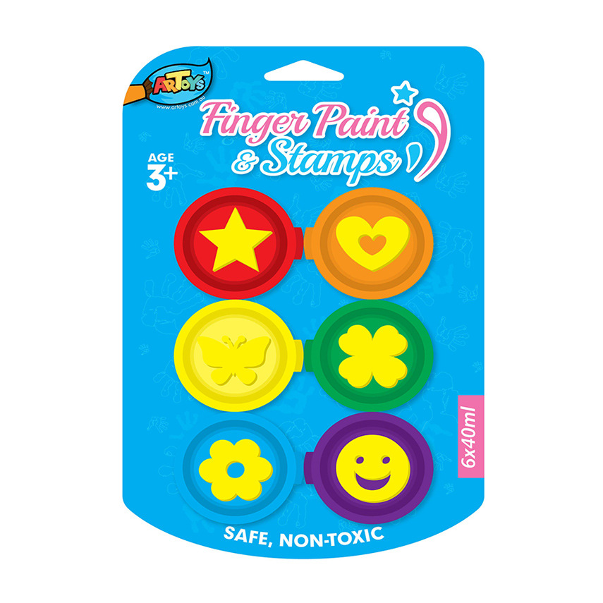 Children's pigment seal for early age, set, 6 colors, 40 ml, DIY, training, washable