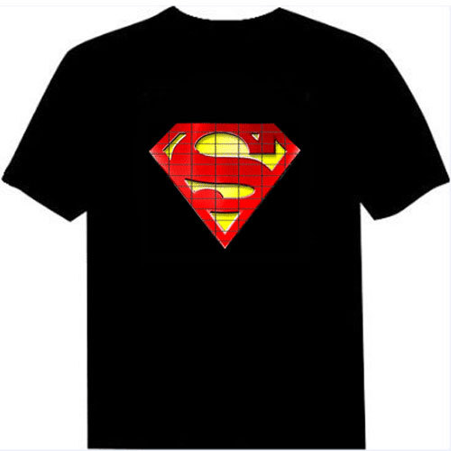 LED luz control de voz Internet celebridad TikTok Barra de música flash pareja hombres y mujeres ropa luminosa discoteca de moda Camiseta de manga corta hombres