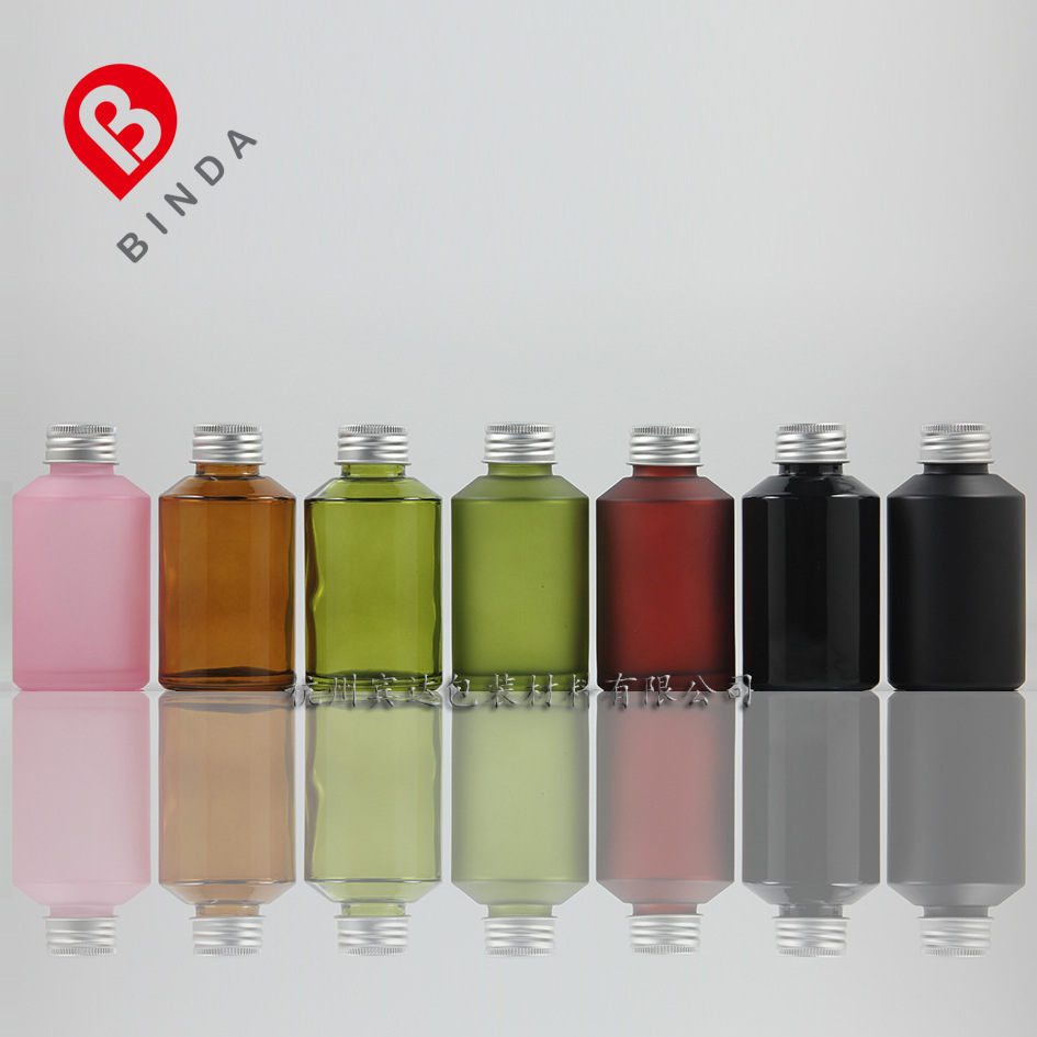杭州宾达 125ml喷涂斜肩玻璃花水瓶 内塞旋盖瓶