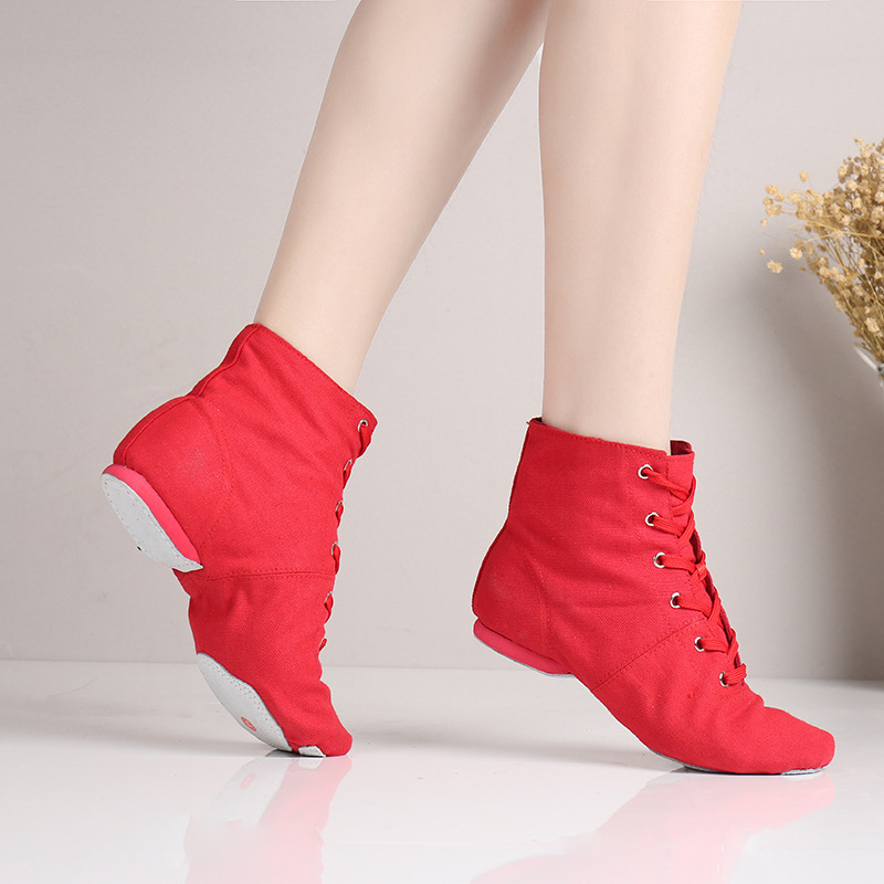 Zapatos de baile para adultos niños zapatos de ballet plana de alto-top botas de jazz de fondo suave zapatos de práctica hembra gato garra zapatos de baile al por mayor