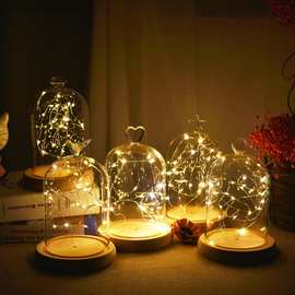 跨境火树银花灯直径10cm爱心罩子led灯永生花玻璃罩子圣诞节礼物