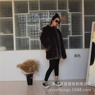 批发2025年秋冬新款时尚皮草外套女式中长款韩版仿狐狸毛皮草大衣|ms