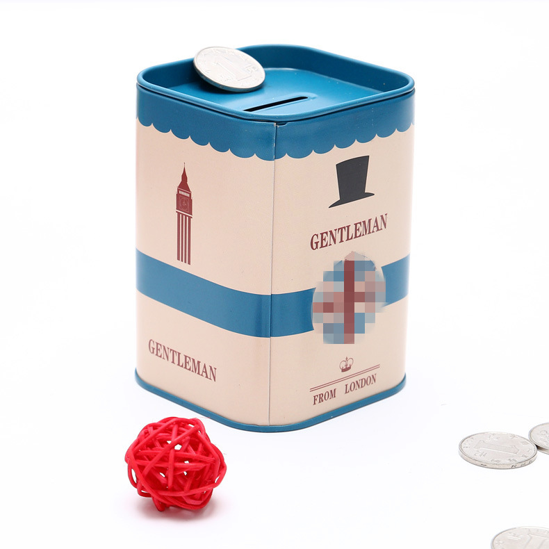 Fábrica creativa hojalata Piggy Bank chica de dibujos animados de moda cuadrado Piggy Bank cuadrado metal estaño en stock