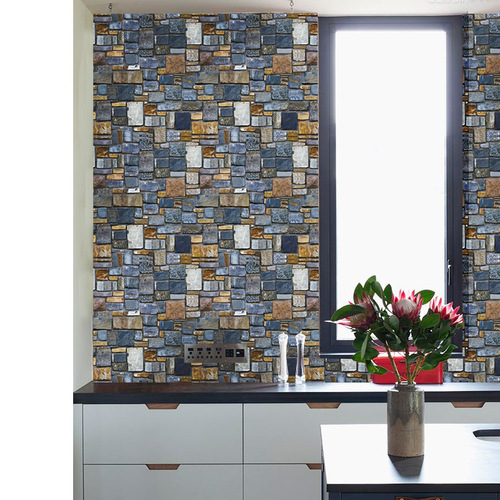 SA-1012 Stone Brick Wall Wallpaper 45CM Wide Living Room Bedroom Cabinet Restaurant Dorm Decoration Self-Adhesive Wallpaper