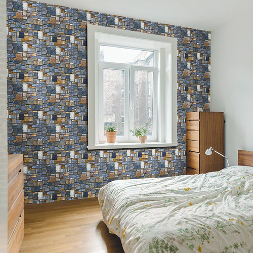 SA-1012 Stone Brick Wall Wallpaper 45CM Wide Living Room Bedroom Cabinet Restaurant Dorm Decoration Self-Adhesive Wallpaper