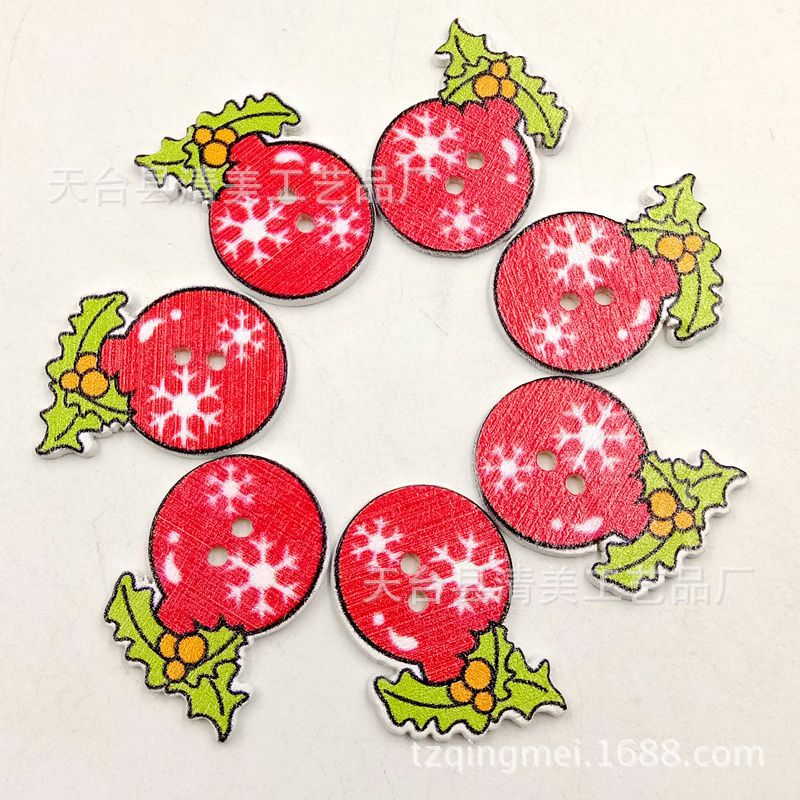 13 fondo blanco pintado Navidad botones de madera lindo decorativo de madera de dibujos animados de Navidad