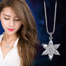 穗爵925银花朵明星同款项链韩版六瓣花蕊百搭锁骨项链厂家直销