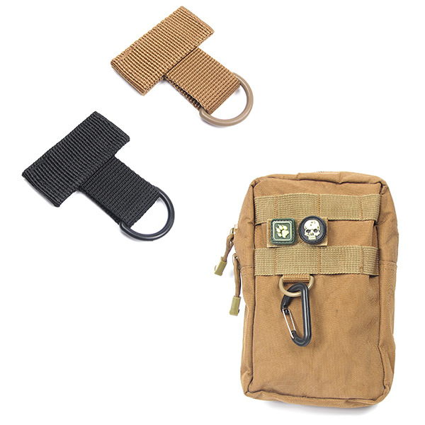 Outdoor Tactical Backpack Hanging Buckle Nylon Webbing Mini T-shaped Velcro D-type Mountaineering Buckle Hanging Ring Keychain
