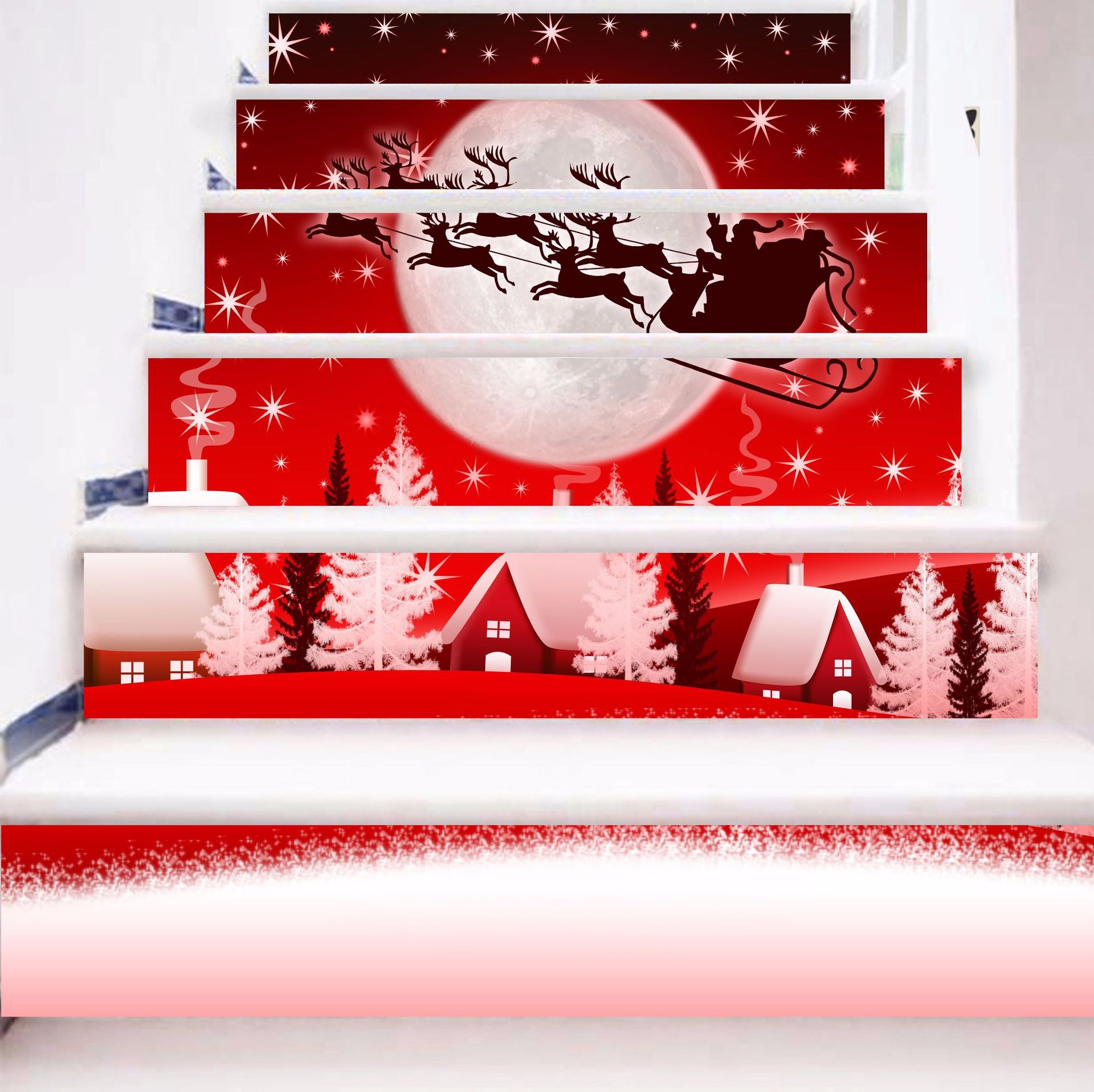 Autocolantes 3d de escada de natal autoadesivos para casa_voghion.com