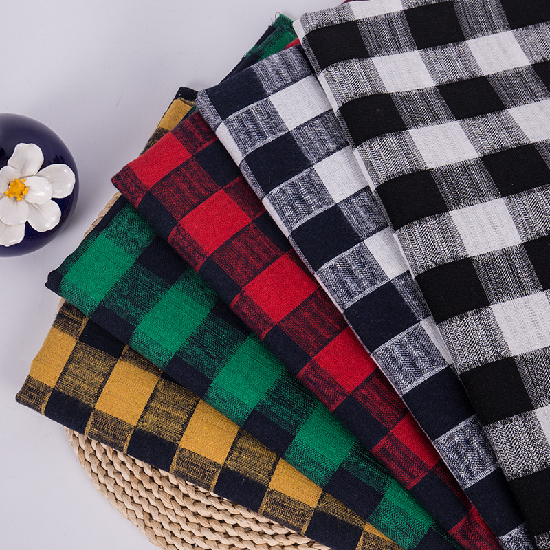 全棉21s拉绒格色织布拉绒布春秋冬装衬衫面料厂家直供