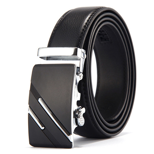 Belt wholesale men's double-sided genuine leather business automatic buckle belt cowhide men's belt with embossed LOGO belt