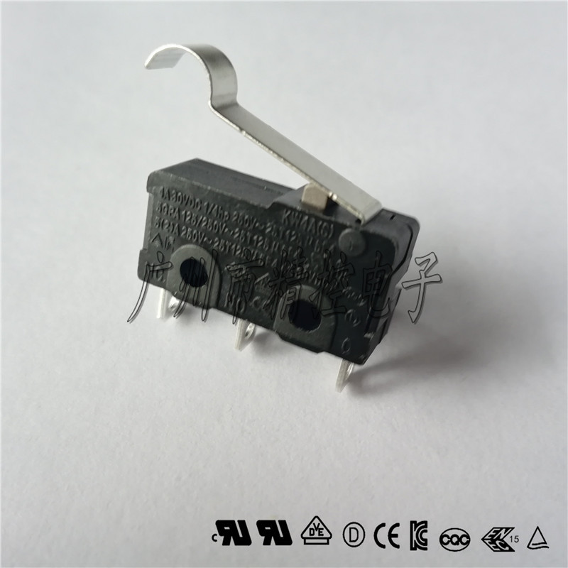 供应KW4A(S)弯弧柄微动开关 POS机钱箱收银箱微动开关 转换式三只
