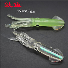 Factory Direct Sale Lure Soft Baits Glowing Squid Colorful 10.5cm 8g Skirted Lure Fishing Gear Squid Fish Bait
