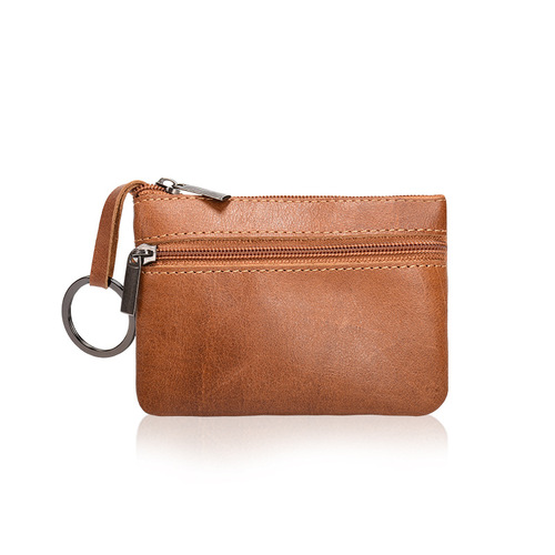 Genuine Leather Mini Small Zero Wallet Women's Multi-functional Card Bag Cross-border Europe and America Retro Zipper Key Coin Bag Wholesale 