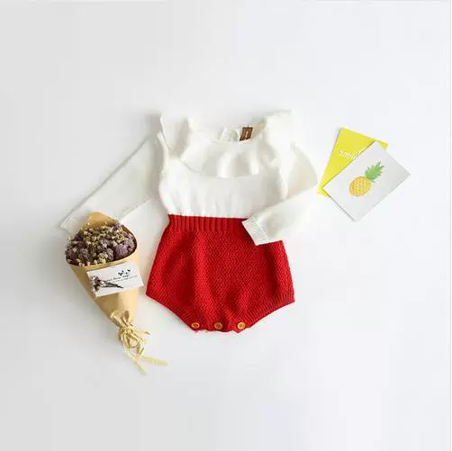 Осенняя детская knitted шерстяная кукла, бодик, с коротким рукавом