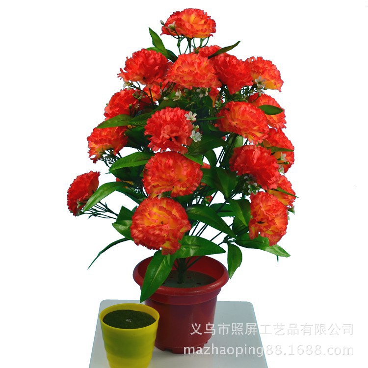 Pantalla artificial flor Lila artificial maceta arreglo de flores 24 Clavel seda flor mango grande ramo Oficina artificial flor artificial