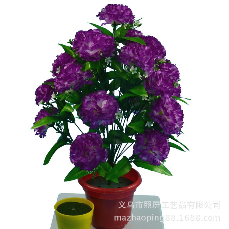 Pantalla artificial flor Lila artificial maceta arreglo de flores 24 Clavel seda flor mango grande ramo Oficina artificial flor artificial