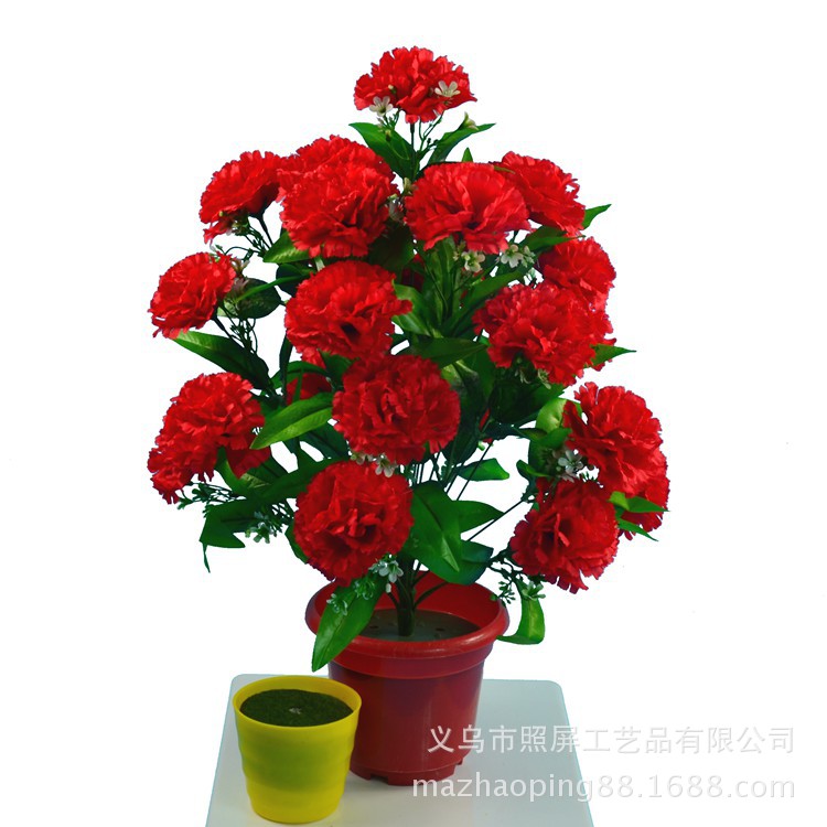 Pantalla artificial flor Lila artificial maceta arreglo de flores 24 Clavel seda flor mango grande ramo Oficina artificial flor artificial