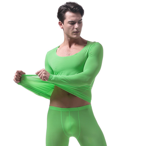 VANSKOOS men's thermal underwear transparent ice silk unlimited men's autumn clothing base shirt VS007WY