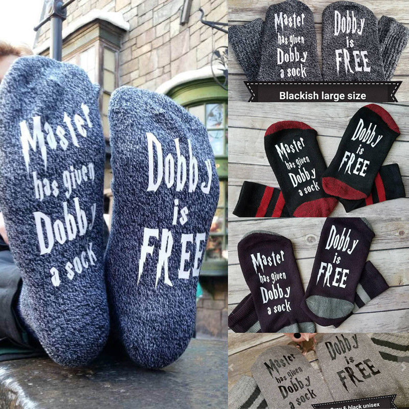 Master has given Dobby a Socks casual men's and women's English alphabet Socks cotton mid-tube Socks Master has given Dobby a Socks casual men's and women's English alphabet Socks cotton mid-tube Socks